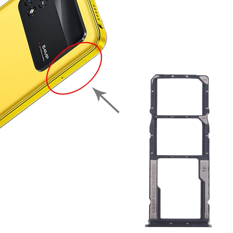 SIM Card Tray + SIM Card Tray + Micro SD Card Tray, For Xiaomi Poco M4 Pro