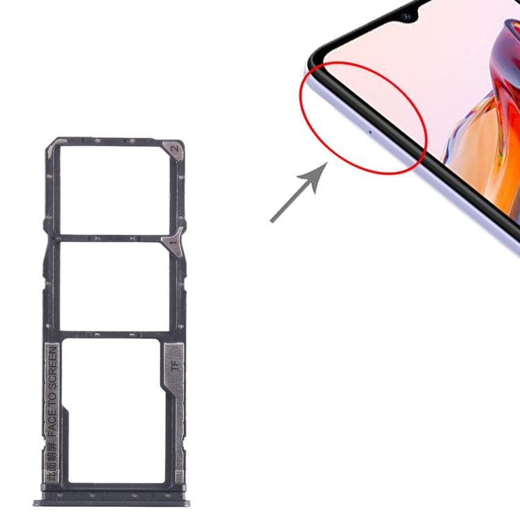 SIM Card Tray + SIM Card Tray + Micro SD Card Tray, For Xiaomi Poco C55