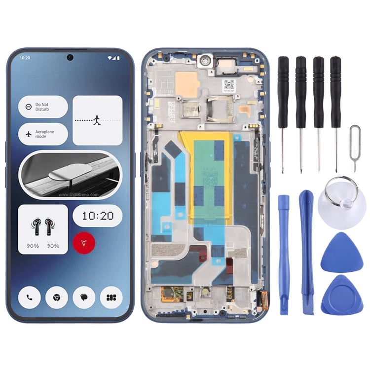 Original AMOLED LCD Screen Digitizer Full Assembly with Frame, For Nothing Phone (2A) A142 5G, For Nothing Phone (2A) A142 5G(Original, Blue)