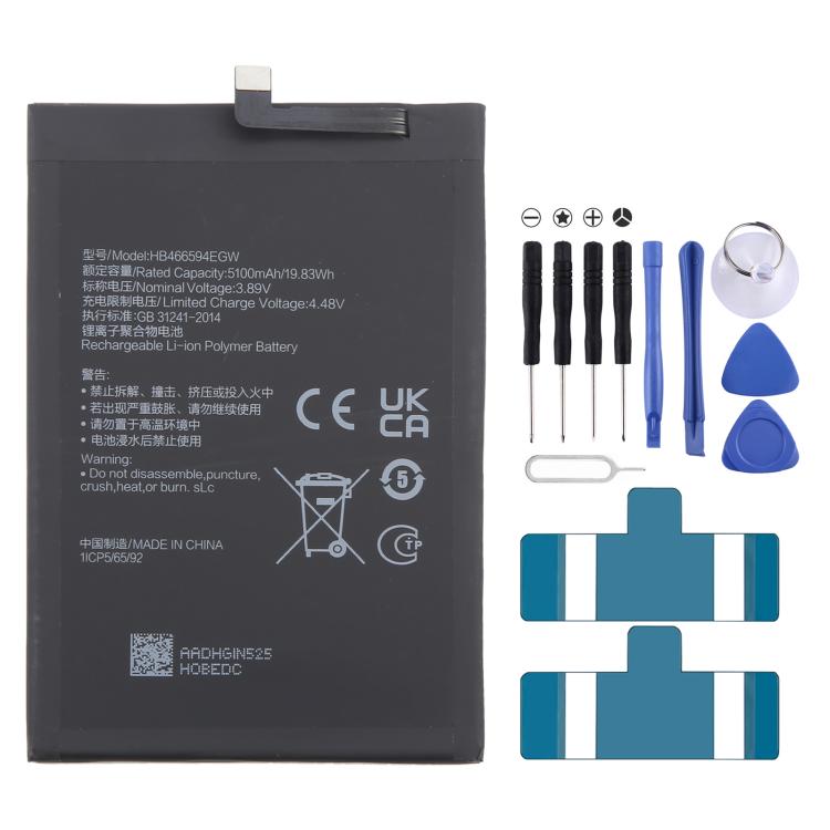 WOD-LX1 / Play 40 WDY-AN00 HB466594EGW 5100mAh Li-Polymer Battery Replacement, For Honor X5 Plus