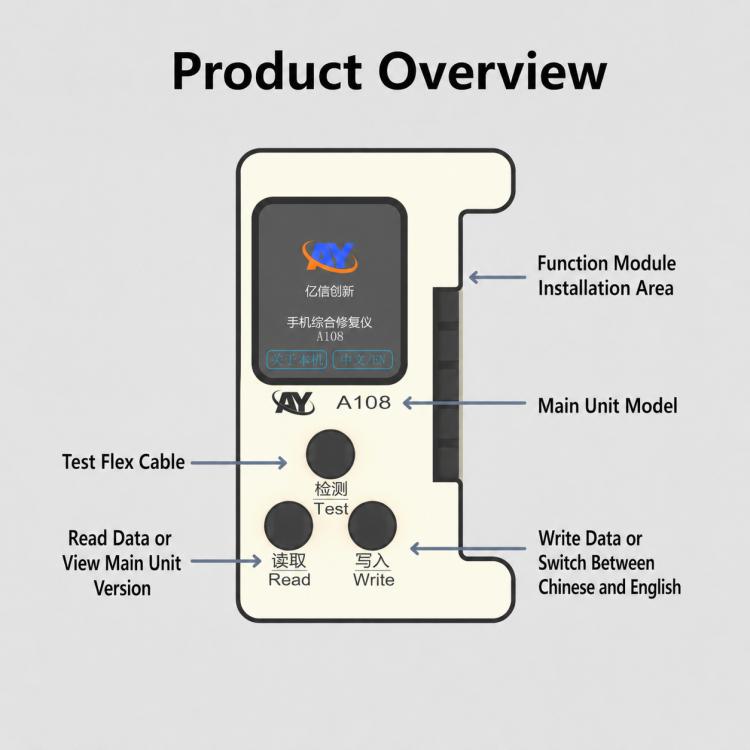 AY A108 Multi-function Dot Matrix Battery Repair Programmer for iPhone 8-16 Pro Max