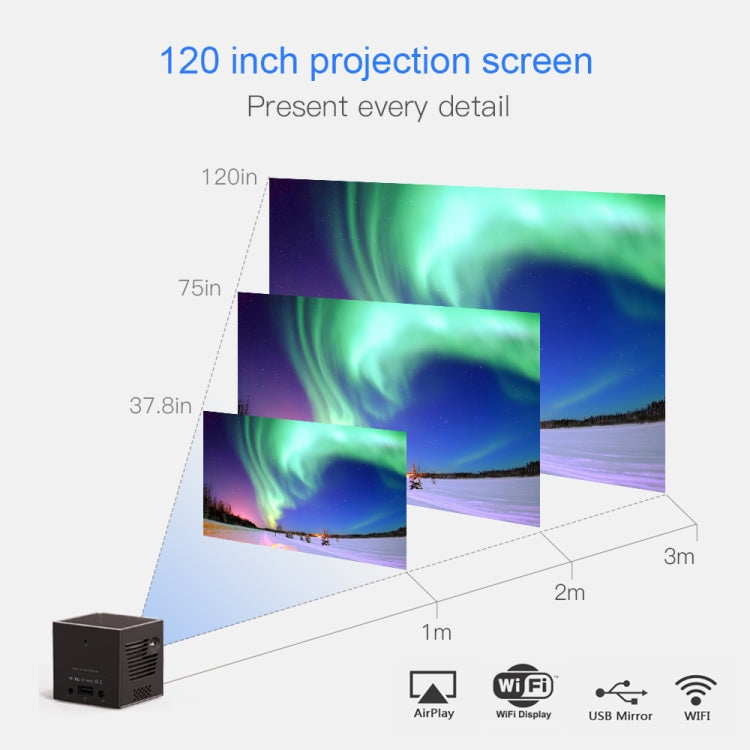 C80 DLP portable HD Projector 120-inch Giant Screen Projector Blu-ray 4K, Android 7.1.2, 2GB + 16GB — view 6