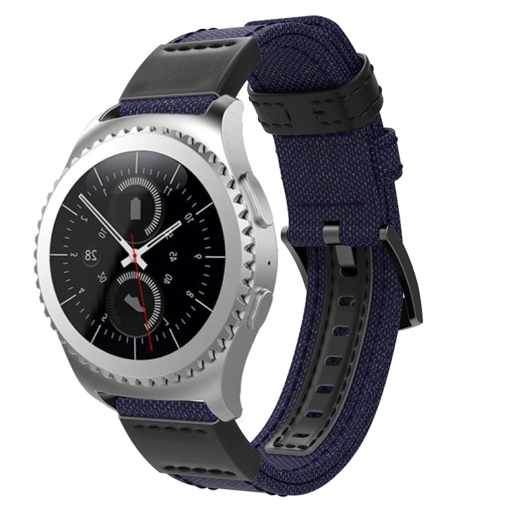 Canvas and Leather Wrist Strap Watch Band for Samsung Gear S2/Galaxy Active 42mm, Wrist Strap Size:135+96mm — view 7