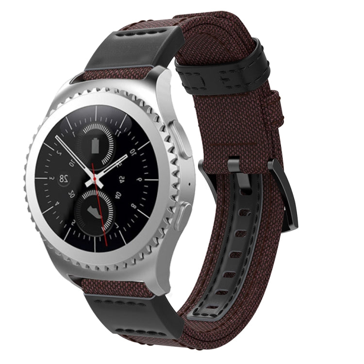 Canvas and Leather Wrist Strap Watch Band for Samsung Gear S2/Galaxy Active 42mm, Wrist Strap Size:135+96mm — view 8