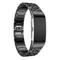 Diamond-studded Solid Stainless Steel Wrist Strap Watch Band for Fitbit Charge 2