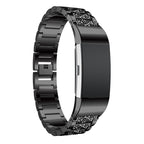 Diamond-studded Solid Stainless Steel Wrist Strap Watch Band for Fitbit Charge 2