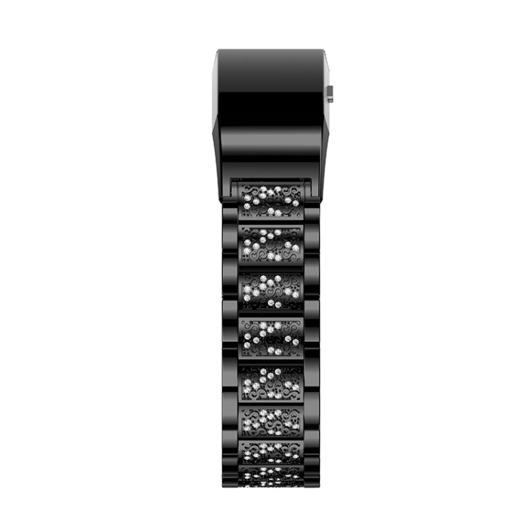 Diamond-studded Solid Stainless Steel Wrist Strap Watch Band for Fitbit Charge 2