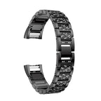 Diamond-studded Solid Stainless Steel Wrist Strap Watch Band for Fitbit Charge 2