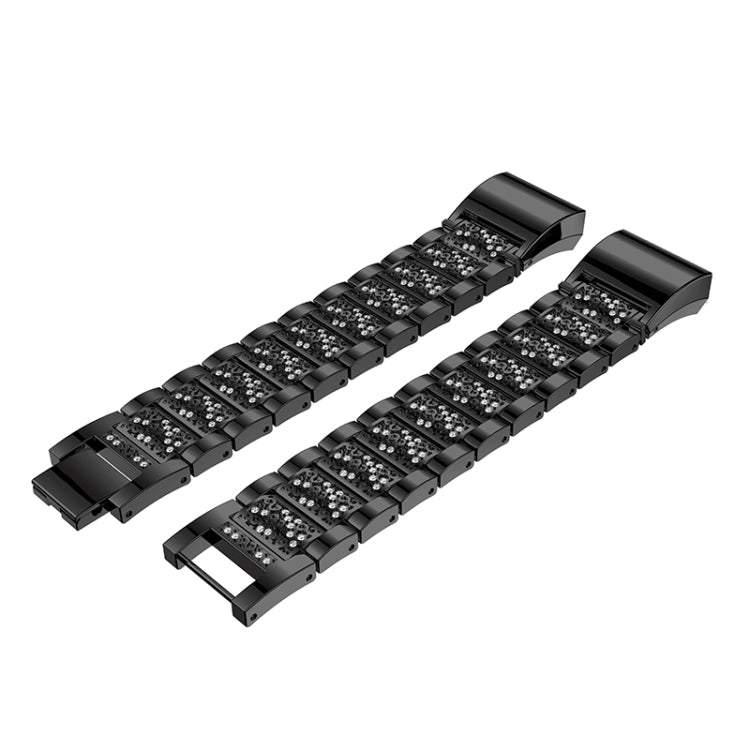 Diamond-studded Solid Stainless Steel Wrist Strap Watch Band for Fitbit Charge 2