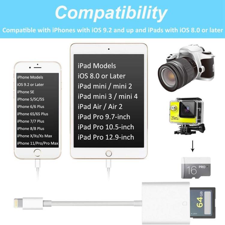 ZS-KL21810 8 Pin to SD Card Camera Card Reader Adapter, Support All iOS System — view 8