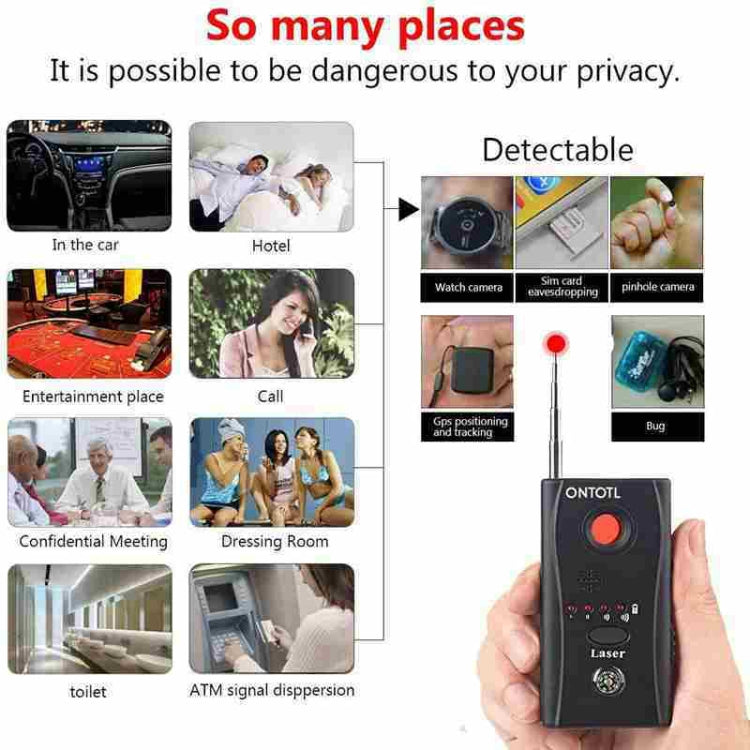CC308 Full Range Camera Laser Detector Mini Wireless Camera Signal GSM Device Finder — view 7
