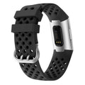 For Fitbit Charge 3 / 4 Hollow Square Silicone Strap Replacement Wristband