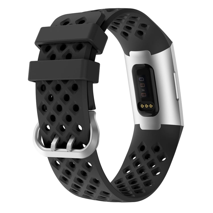 For Fitbit Charge 3 / 4 Hollow Square Silicone Strap Replacement Wristband