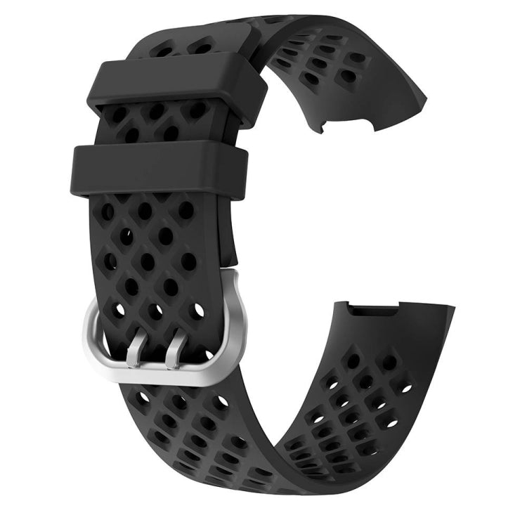 For Fitbit Charge 3 / 4 Hollow Square Silicone Strap Replacement Wristband