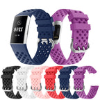 For Fitbit Charge 3 / 4 Hollow Square Silicone Strap Replacement Wristband