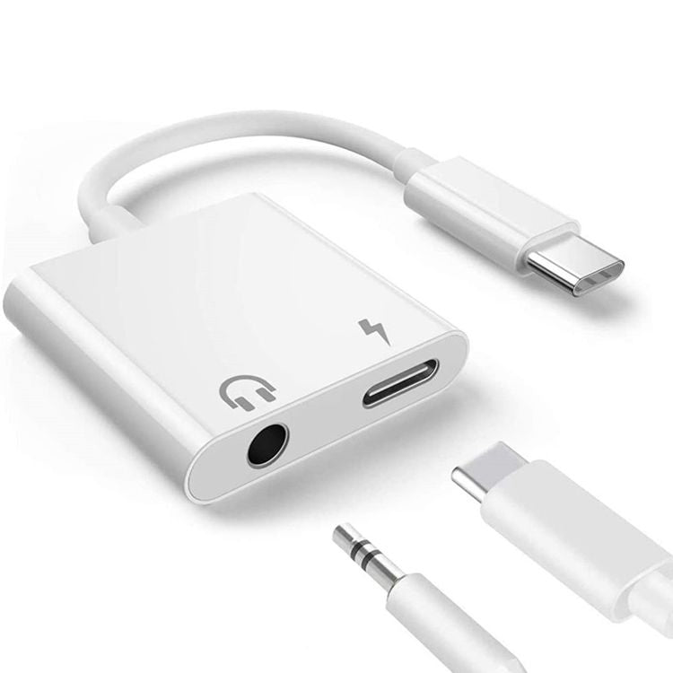 USB-C Adapter with 3.5mm Headphone Jack, Compatible for iPad Pro and Type-C Jack Phone, 2 in 1