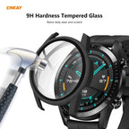 For Huawei Watch GT 2 46mm ENKAY Hat-Prince ENK-AC8202 Full Coverage PC Frosted Case + 9H Tempered Glass Protector