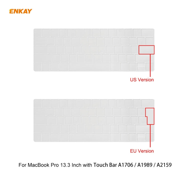ENKAY 3 in 1 Crystal Laptop Protective Case + US Version TPU Keyboard Film + Anti-dust Plugs Set for MacBook Pro 13.3 inch A1706 / A1989 / A2159 (with Touch Bar)