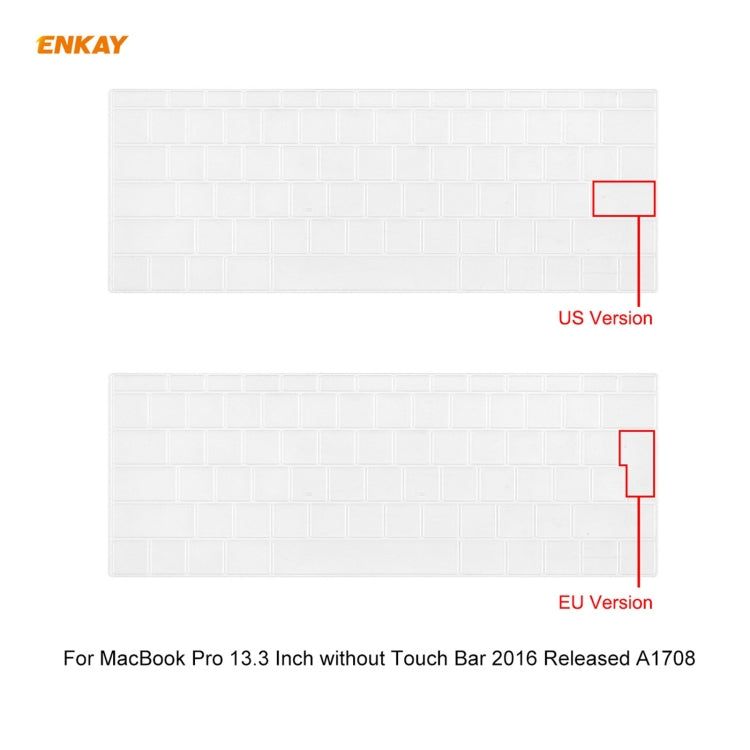 ENKAY 3 in 1 Matte Laptop Protective Case + EU Version TPU Keyboard Film + Anti-dust Plugs Set for MacBook Pro 13.3 inch A1708 (without Touch Bar)