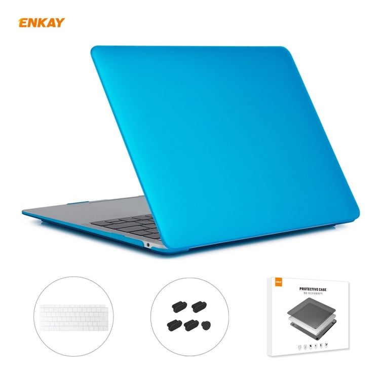 ENKAY 3 in 1 Matte Laptop Protective Case + EU Version TPU Keyboard Film + Anti-dust Plugs Set for MacBook Air 13.3 inch A1932 (2018)