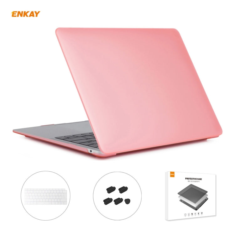 ENKAY 3 in 1 Matte Laptop Protective Case + EU Version TPU Keyboard Film + Anti-dust Plugs Set for MacBook Air 13.3 inch A1932 (2018)