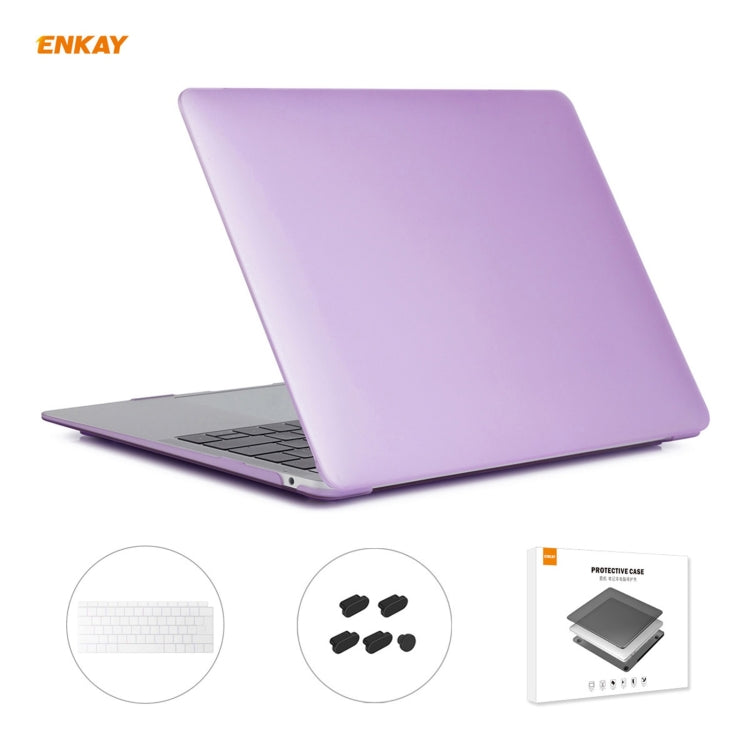 ENKAY 3 in 1 Matte Laptop Protective Case + EU Version TPU Keyboard Film + Anti-dust Plugs Set for MacBook Air 13.3 inch A1932 (2018)