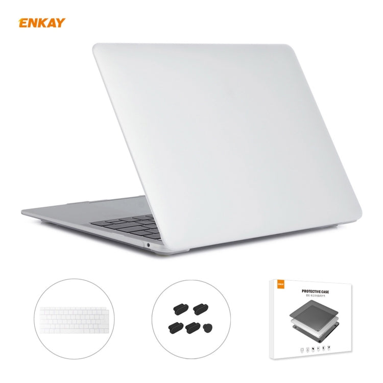 ENKAY 3 in 1 Matte Laptop Protective Case + EU Version TPU Keyboard Film + Anti-dust Plugs Set for MacBook Air 13.3 inch A1932 (2018)
