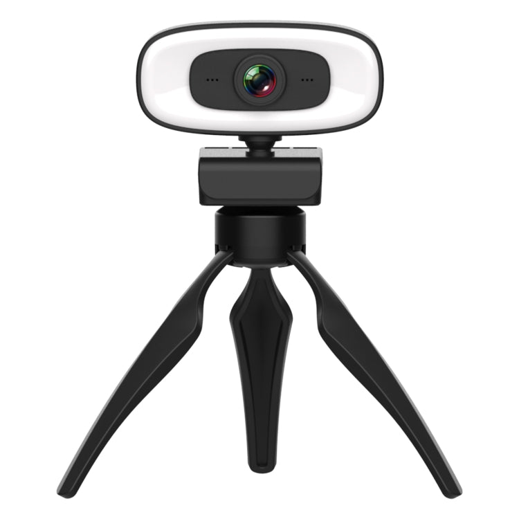 C10 2K HD Without Distortion 360 Degrees Rotate Three-speed Fill Light USB Free Drive Webcams, Built-in Sound Clearer Microphone