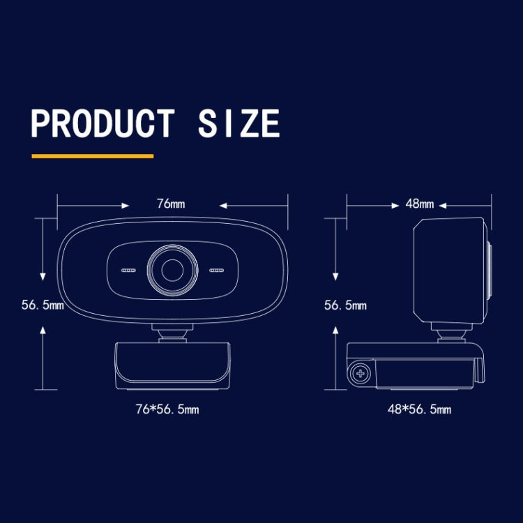 C10 2K HD Without Distortion 360 Degrees Rotate Three-speed Fill Light USB Free Drive Webcams, Built-in Sound Clearer Microphone