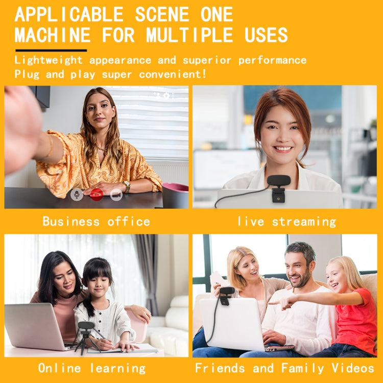 C10 2K HD Without Distortion 360 Degrees Rotate Three-speed Fill Light USB Free Drive Webcams, Built-in Sound Clearer Microphone