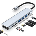 HDMI+SD/TF+USB2.0x2+USB3.0+PD to Type-C HUB Docking Station