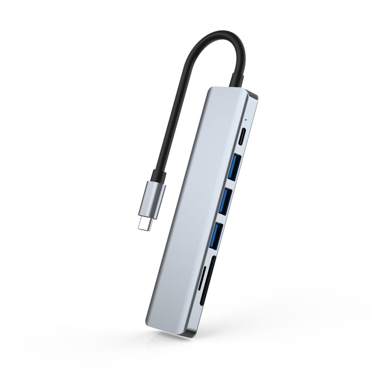 HDMI+SD/TF+USB2.0x2+USB3.0+PD to Type-C HUB Docking Station