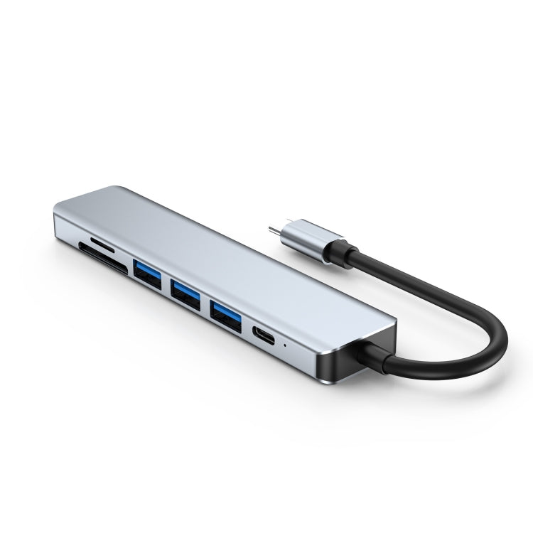 HDMI+SD/TF+USB2.0x2+USB3.0+PD to Type-C HUB Docking Station
