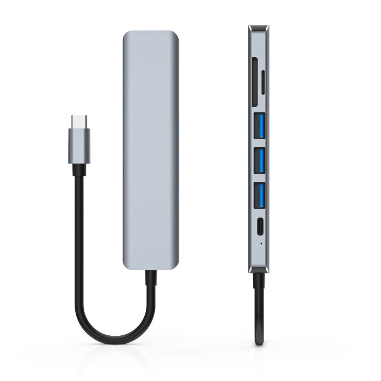 HDMI+SD/TF+USB2.0x2+USB3.0+PD to Type-C HUB Docking Station