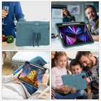 Pure Color PC + Silicone Anti-drop Tablet Tablet Case with Butterfly Holder & Pen Slot For iPad Pro 11 2018 & 2020 & 2021 & Air 2020 10.9(Dark Green) — Ice Blue