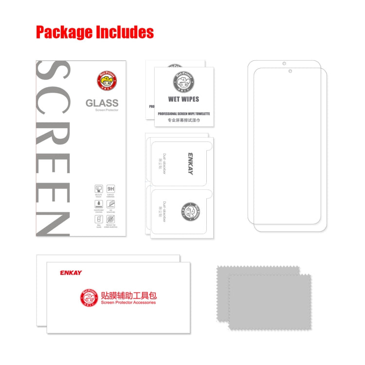 For Google Pixel 6 ENKAY Hat-Prince 0.26mm 9H 2.5D Curved Edge Tempered Glass Screen Film, 2 PCS