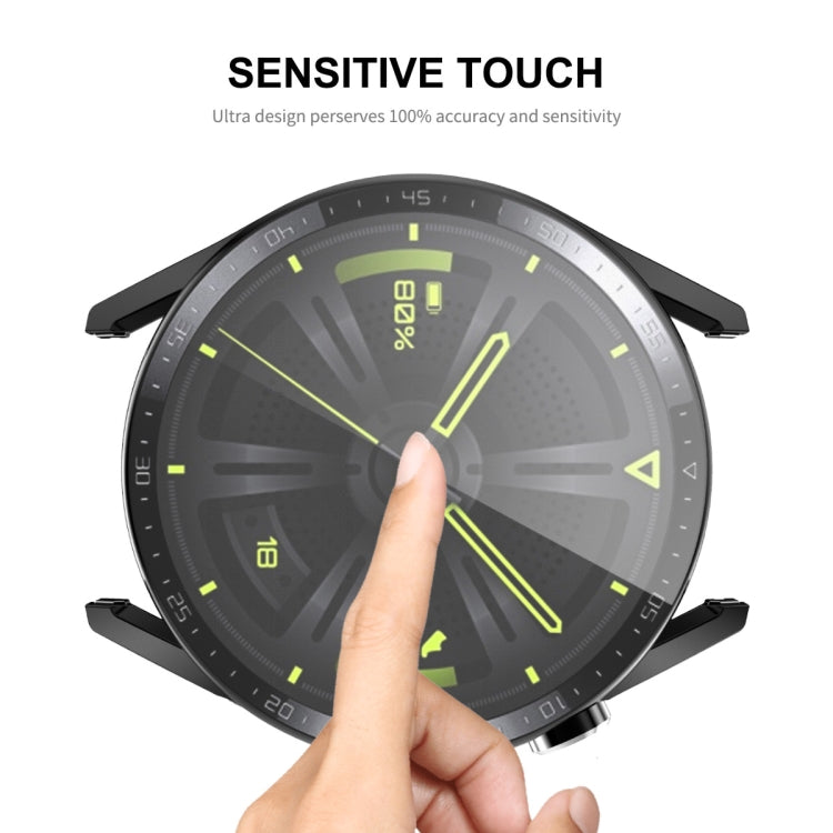 For Huawei Watch GT 3 46mm ENKAY Matte PC Frame + Tempered Glass Protector Case With Scale