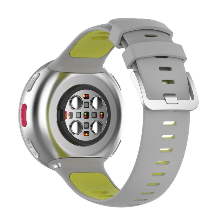 Two-color Silicone Strap for POLAR Vantage V2 with Original Raw Ears — Gray+Yellow