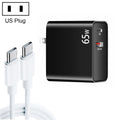 PD-65W USB-C / Type-C + QC3. 0 USB Laptop Charging Adapter + 2m USB-C / Type-C to USB-C / Type-C Data Cable Set, USB-C / Type-C Cable, US Plug