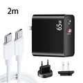PD-65W USB-C / Type-C + QC3. 0 USB Laptop Charging Adapter + 2m USB-C / Type-C to USB-C / Type-C Data Cable Set, USB-C / Type-C Cable, EU Plug / US Plug