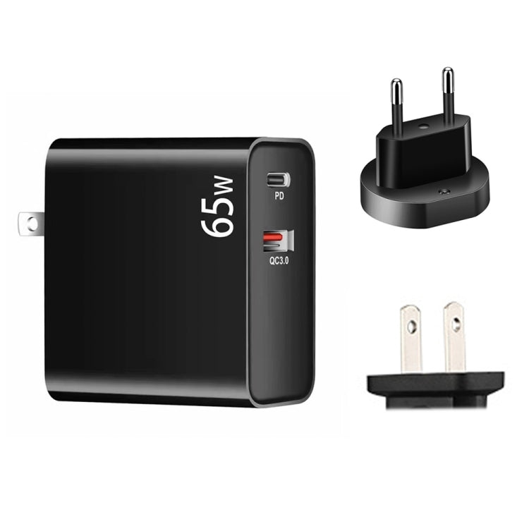 PD-65W USB-C / Type-C + QC3. 0 USB Laptop Charging Adapter + 2m USB-C / Type-C to USB-C / Type-C Data Cable Set, USB-C / Type-C Cable, EU Plug / US Plug