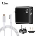 PD-65W USB-C / Type-C + QC3. 0 USB Laptop Charging Adapter + 1.8m USB-C / Type-C to MagSafe 1 / L Head Data Cable, MagSafe 1 / L Cable, UK Plug / US Plug