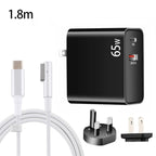 PD-65W USB-C / Type-C + QC3. 0 USB Laptop Charging Adapter + 1.8m USB-C / Type-C to MagSafe 1 / L Head Data Cable, MagSafe 1 / L Cable, UK Plug / US Plug