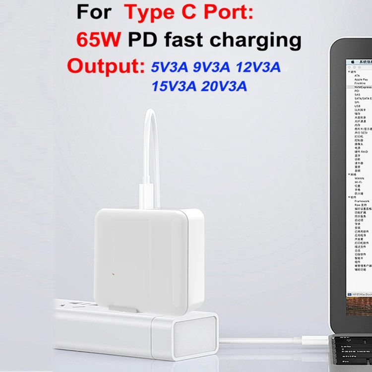 PD-65W USB-C / Type-C + QC3. 0 USB Laptop Charging Adapter + 1.8m USB-C / Type-C to MagSafe 1 / L Head Data Cable, MagSafe 1 / L Cable, UK Plug / US Plug