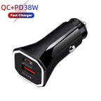 TE-P22 38W PD USB-C / Type-C + QC3. 0 USB Car Charger with 1m USB to Micro USB Data Cable