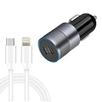 Dual PD 3.0 40W USB-C / Type-C Car Charger with 1m USB-C / Type-C to 8 Pin Data Cable