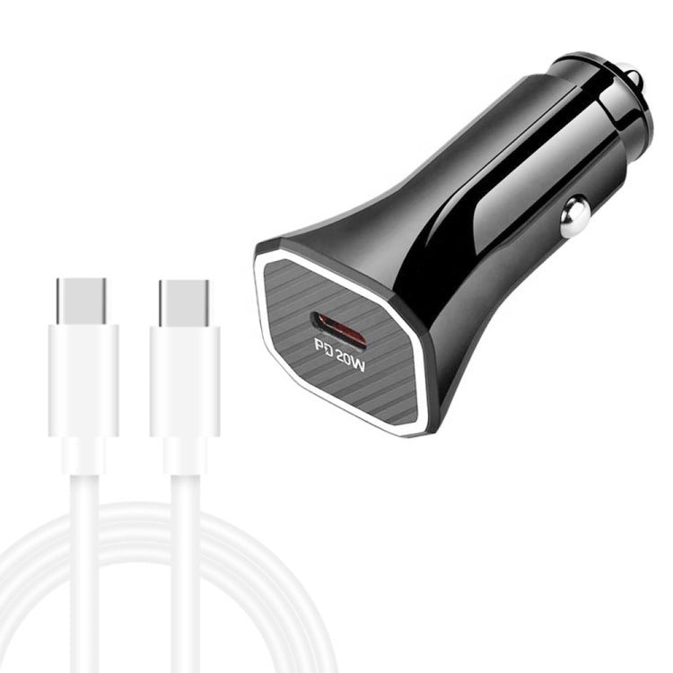TE-P2 PD20W USB-C / Type-C Car Charger with Type-C to Type-C Data Cable