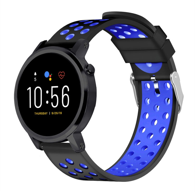 For Fossil Gen 5 Carlyle /Julianna /Garrett /Carlyle HR Dual Color Silicone Watch Band — Rose Red