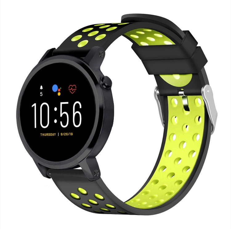 For Fossil Gen 5 Carlyle /Julianna /Garrett /Carlyle HR Dual Color Silicone Watch Band — Lake Blue