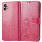 Four-leaf Clasp Embossed Buckle Leather Phone Case